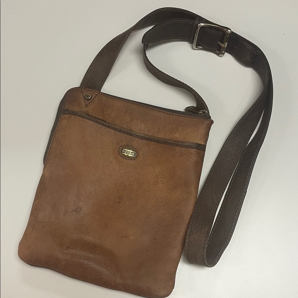 Fossil Brown Leather Crossbody Bag